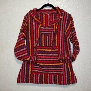 Mexican blanket hoodie poncho jacket - BAJA hoodie